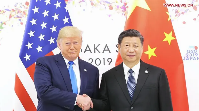 Tổng thống đắc cử Mỹ Donald Trump và Chủ tịch nước Trung Quốc Tập Cận Bình trong một cuộc gặp tại Osaka, Nhật Bản năm 2019. Ảnh: TÂN HOA XÃ 
