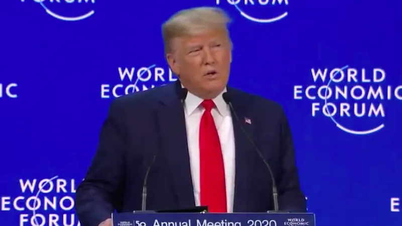 Ông Donald Trump tham dự hội nghị thường niên của Diễn đàn Kinh tế thế giới (WEF) vào năm 2020. Ảnh từ video của WEF