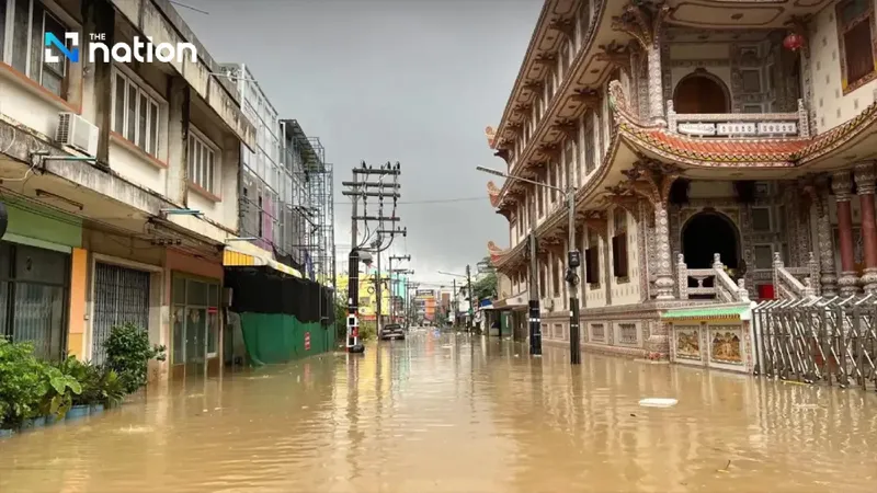Nước lũ dâng cao vào cuối tháng 11 tại khu vực miền Nam Thái Lan. Ảnh: NATION 