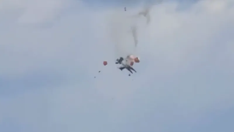 Hai tiêm kích va chạm trên không tại Triển lãm Hàng không Gunfighter Skies ở bang Idaho, Mỹ. Ảnh: FL360AERO