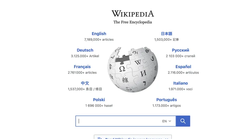 Giao diện của trang web Wikipedia. Ảnh: WIKIPEDIA