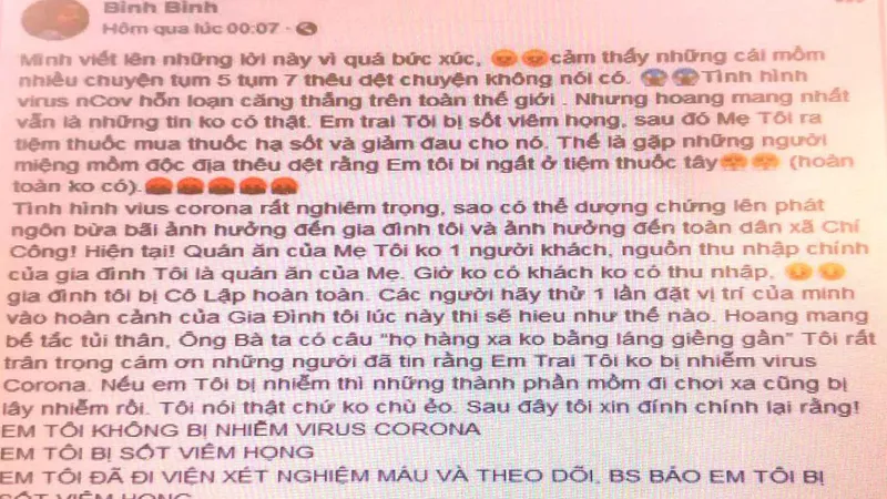 Một gia đình bị cô lập vì tin thất thiệt về nCoV