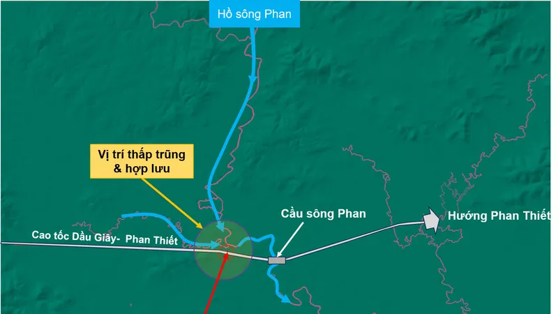 Mô phỏng đoạn đường cao tốc Phan Thiết - Dầu Giây bị ngập