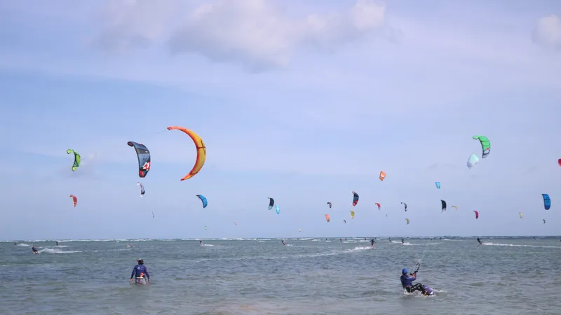 Những chiếc ván diều nhiều màu sắc tung bay trên nền trời