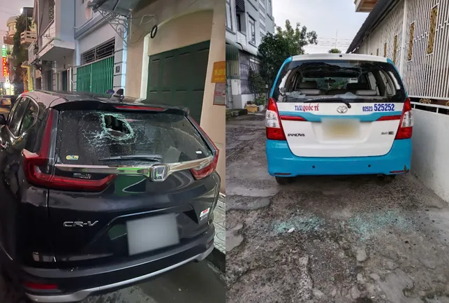 Nhiều chiếc xe ô tô bị đối tượng Nguyễn Quốc Long đập phá. Ảnh: Công an Lâm Đồng