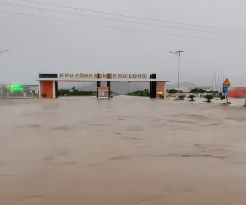 Khu công nghiệp Du Long bị ngập sâu trong nước