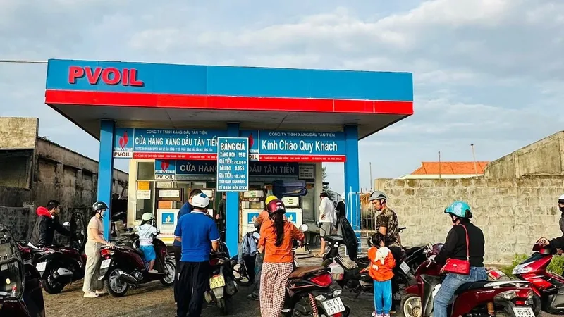 Các cây xăng tại đặc khu Phú Quý (tỉnh Lâm Đồng) tạm thời hết xăng. Ảnh: NDCC