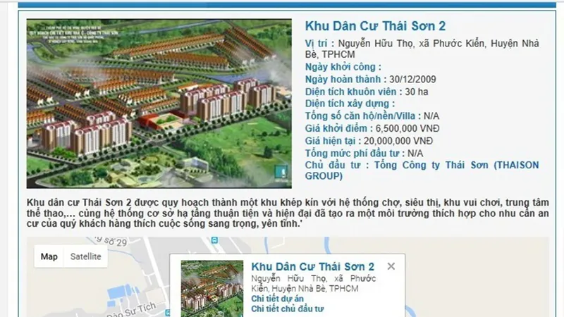 Dự án khu dân cư Thái Sơn 2 công bố sẽ hoàn thành vào cuối năm 2009 nhưng đến nay vẫn còn nằm trên giấy 