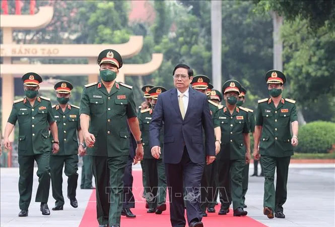 Thủ tướng Phạm Minh Chính đến dự Lễ khai giảng năm học 2021-2022 của Học viện Quốc phòng. 