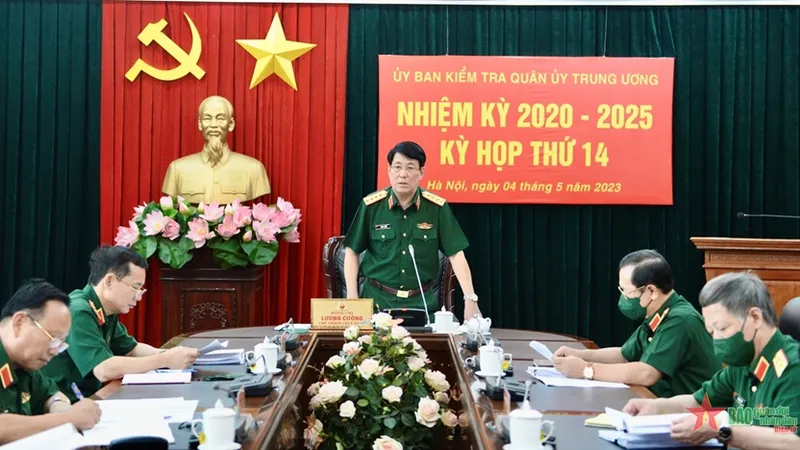 Đại tướng Lương Cường chủ trì phiên họp. Ảnh: BÁO QĐND