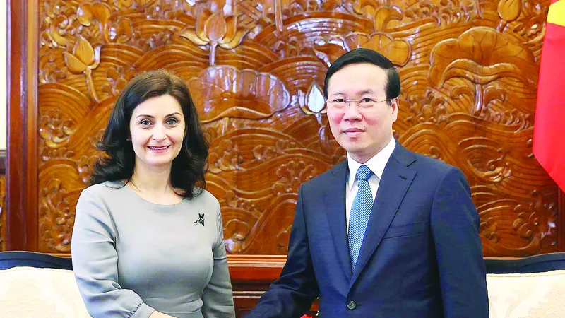 Chủ tịch nước Võ Văn Thưởng tiếp Đại sứ Marinela Petkova. Ảnh: TTXVN