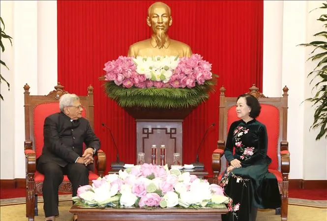 Thường trực Ban Bí thư Trương Thị Mai tiếp lãnh đạo Đảng Cộng sản Ấn Độ và Cuba