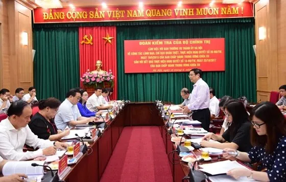 Trung ương kiểm tra công tác cán bộ, đổi mới sắp xếp bộ máy của TP Hà Nội