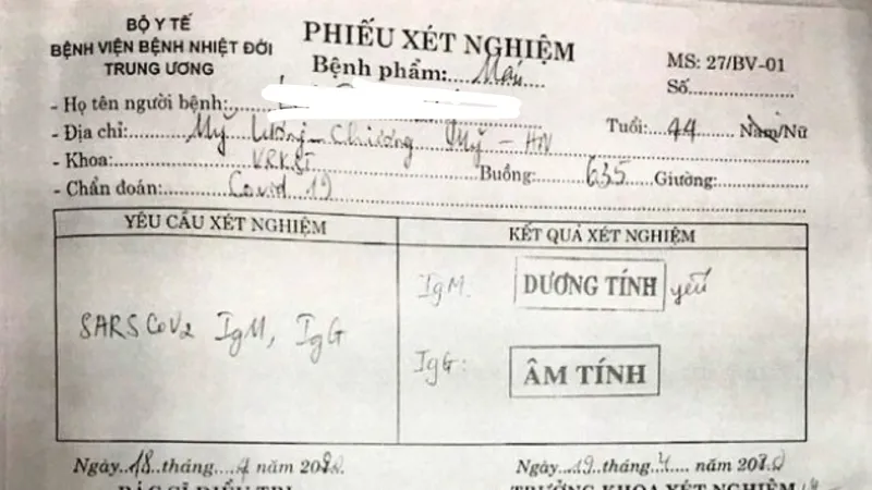 Kết quả xét nghiệm mới nhất của bệnh nhân Covid-19 thứ 188