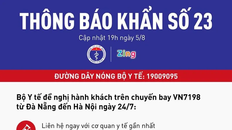 Khẩn cấp tìm người đi chuyến bay VN7198 có nhiều ca mắc Covid-19