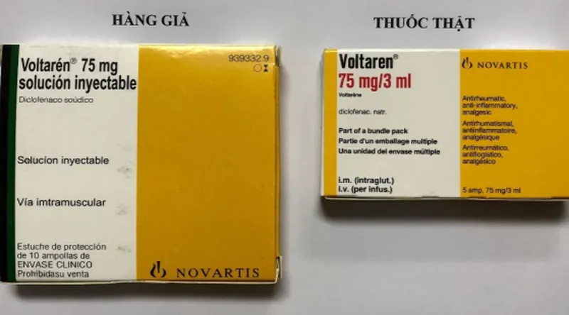Phát hiện thuốc giảm đau Voltarén 75mg nghi hàng giả bán trên mạng