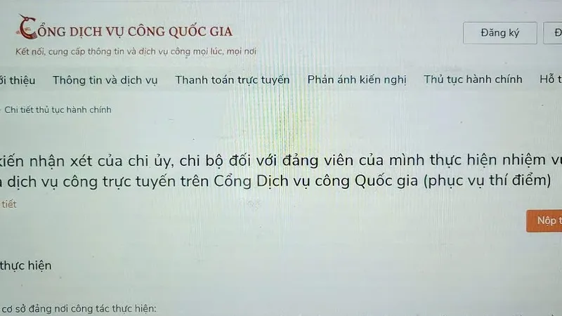 Tích hợp 4 thủ tục hành chính của Đảng lên Cổng Dịch vụ công Quốc gia