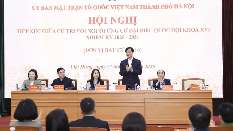 Đồng chí Nguyễn Duy Ngọc, Bí thư Thành ủy Hà Nội và các ứng cử viên Đại biểu Quốc hội khóa XVI nhiệm kỳ 2026-2031 tiếp xúc cử tri