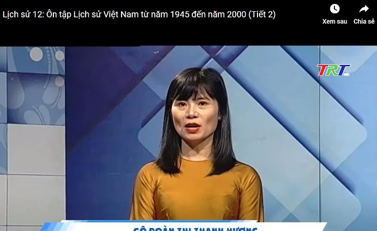 Cô Đoàn Thị Thanh Hương đang dạy học qua truyền hình môn Lịch sử lớp 12 ​