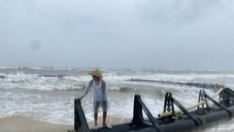 Vật thể màu đen dài hàng trăm mét trôi dạt bờ biển xã Quảng Ngạn, huyện Quảng Điền, tỉnh Thừa Thiên Huế