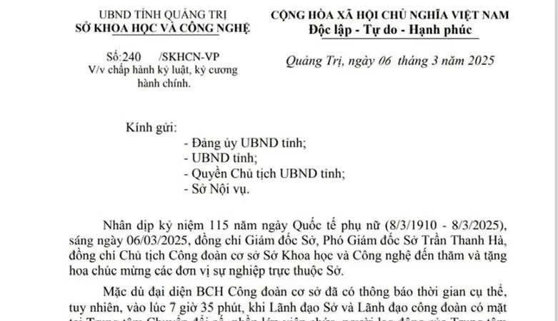 Văn bản do ông Trần Ngọc Lân ký ngày 6-3-2025