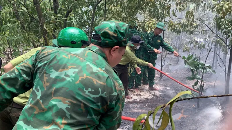 Cán bộ chiến sĩ Biên phòng nỗ lực chữa cháy rừng ở Huế