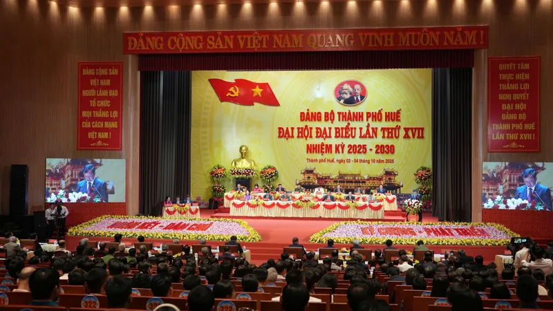 Đại hội đại biểu Đảng bộ TP Huế lần thứ XVII, nhiệm kỳ 2025 - 2030 chính thức khai mạc vào sáng 3-10