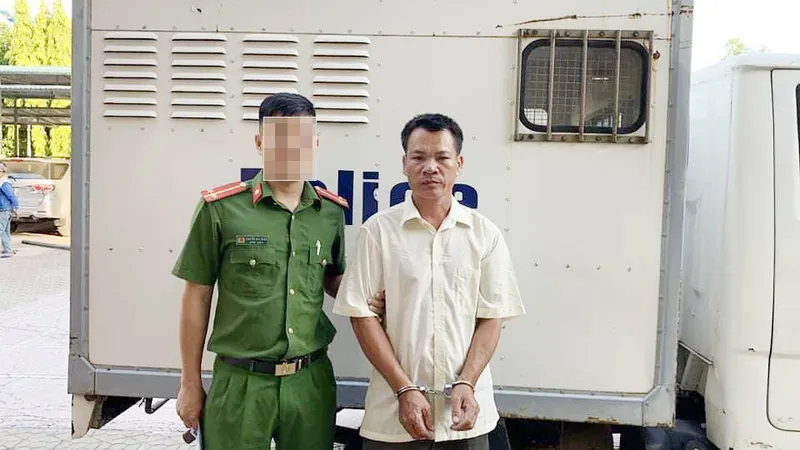 Đối tượng Nguyễn Trọng Hạnh tại cơ quan công an