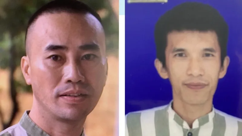 Phạm nhân Phan Công Thành và phạm nhân Nguyễn Đắc Hoàng. Ảnh: CA HÀ TĨNH