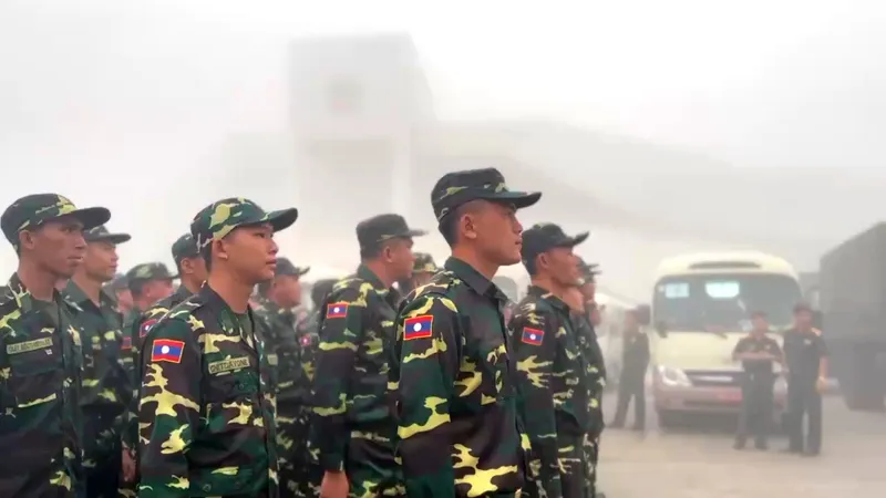 Đón đoàn Quân đội Nhân dân Lào tham gia diễu binh, diễu hành dịp 2-9