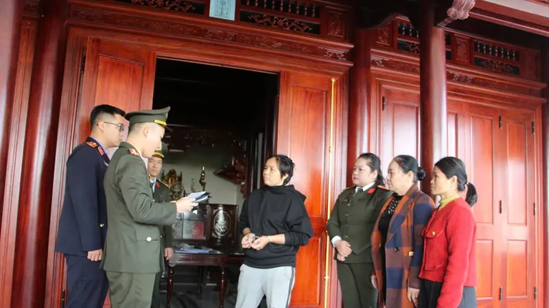 Công an tỉnh Nghệ An đã khởi tố vụ án hình sự, khởi tố bị can, ra lệnh tạm giam và khám xét chỗ ở của Hồ Thị Hải. Ảnh: Công an Nghệ An