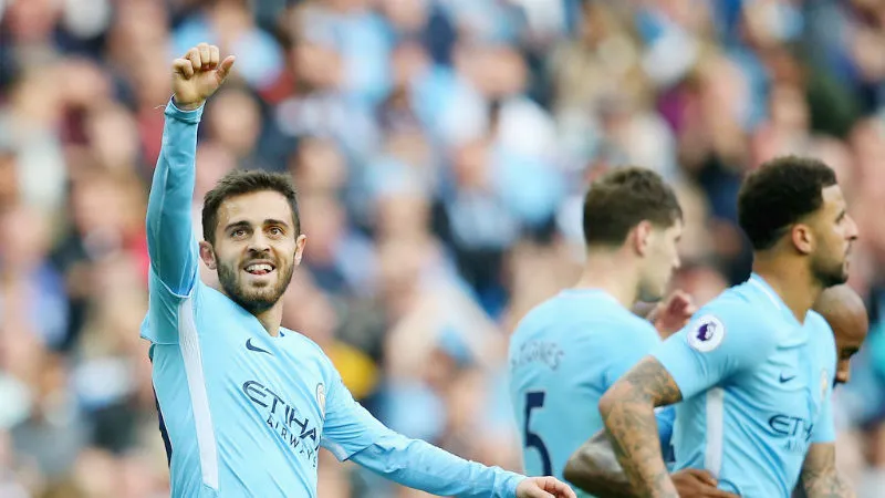 Bernardo Silva và cơ hội duy nhất mừng bàn thắng cho Man.City. Ảnh: Getty Images 