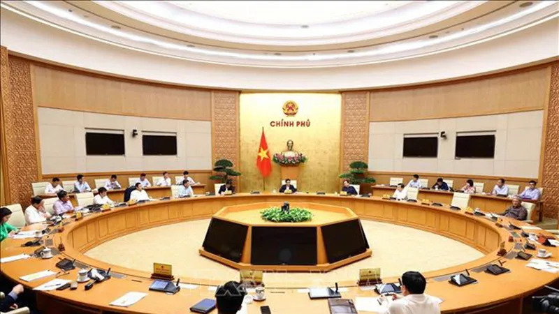 Cuộc làm việc của Ban chỉ đạo Quốc gia về tổ chức SEA Games 31. Ảnh: TTXVN