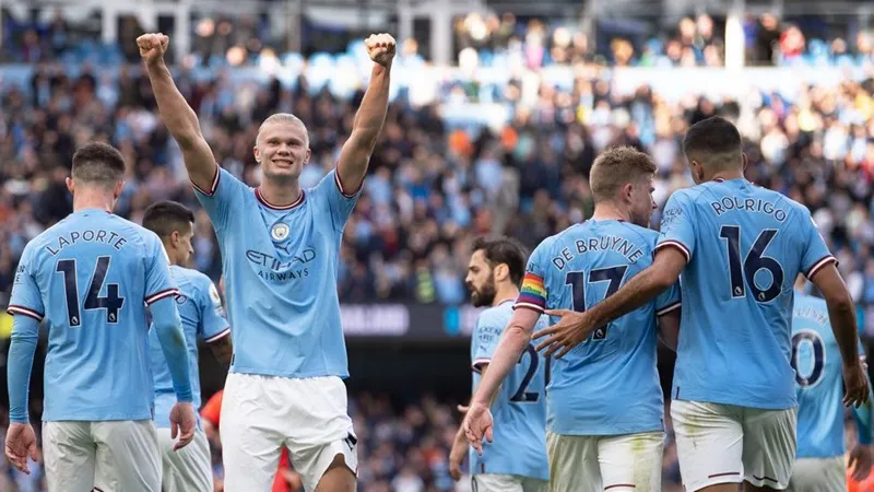 Erling Haaland không thể bị ngăn cản khi Man.City chơi trên sân nhà. Ảnh: Getty Images