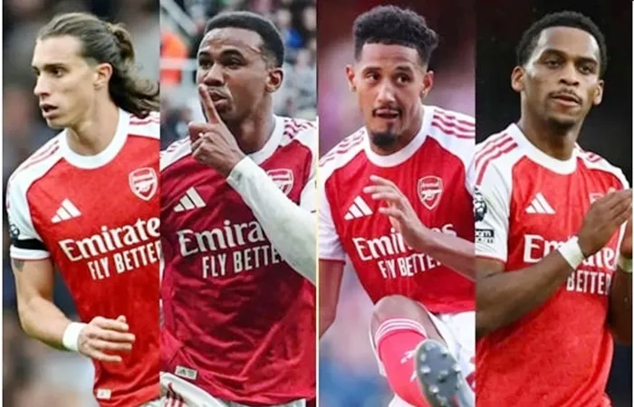Saliba, Gabriel và Timber đều chấn thương, chỉ còn lại mỗi mình Riccardo Calafiori (trái)