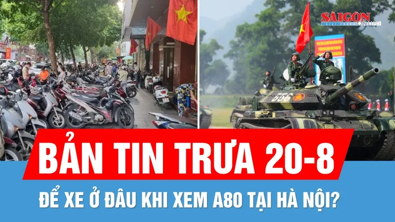 Bản tin trưa 20-8: Các điểm giữ xe xem diễu binh, diễu hành tại Hà Nội | 9 con cá nhà táng "nô đùa" quanh tàu cá