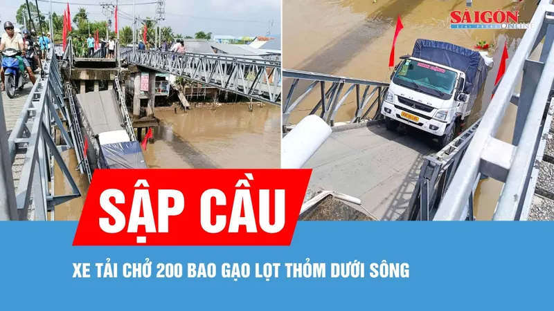 Cần Thơ: Xe tải chở gạo làm sập cầu trên tỉnh lộ