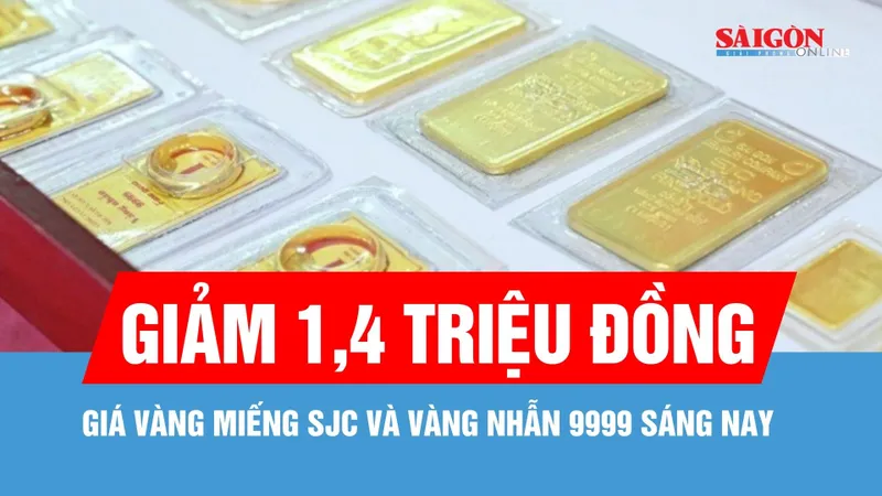 Sáng 12-3, giá vàng miếng SJC và vàng nhẫn 9999 giảm 1,4 triệu đồng/lượng