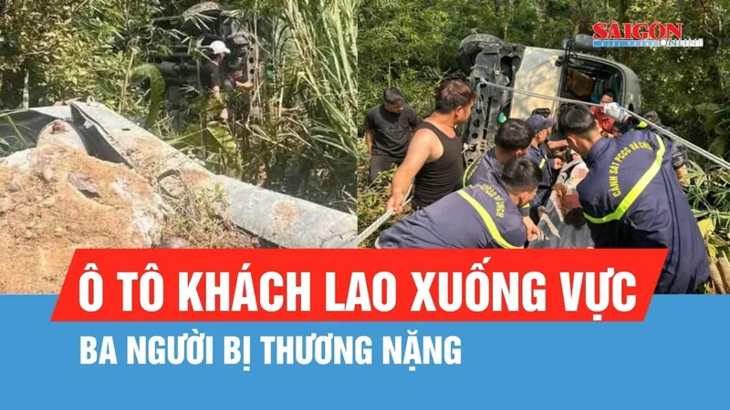 Xe ô tô khách lao xuống vực ở Tam Đảo, ba người bị thương nặng