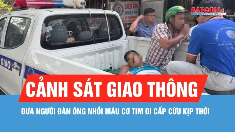 Vĩnh Long: Cảnh sát giao thông đưa người đàn ông nhồi máu cơ tim đi cấp cứu kịp thời