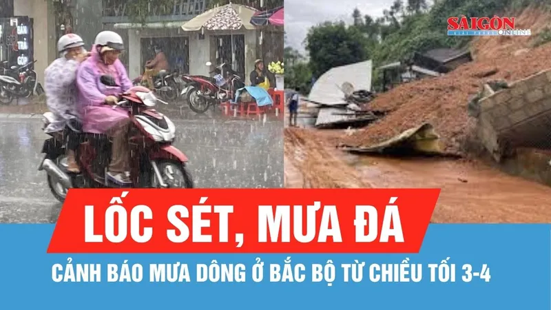 Cảnh báo mưa dông kèm lốc sét, mưa đá ở Bắc bộ từ chiều tối 3-4