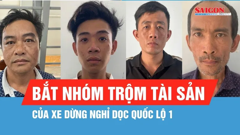 Bắt nhóm trộm tài sản của xe dừng nghỉ dọc quốc lộ 1