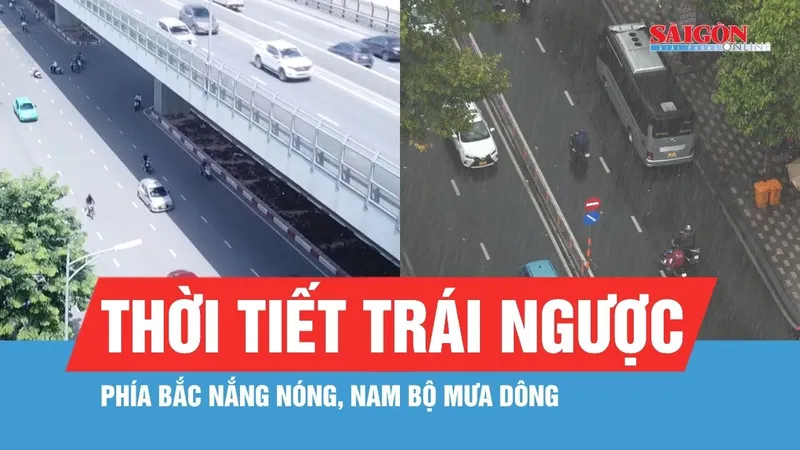 Phía Bắc nắng nóng, Nam bộ tiếp diễn mưa dông 