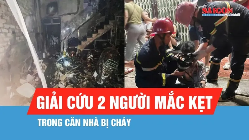 Giải cứu 2 người mắc kẹt trong ngôi nhà bị cháy ở Gia Lai