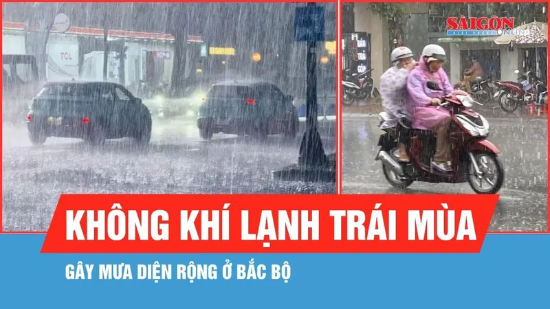 Không khí lạnh gây mưa diện rộng ở Bắc bộ