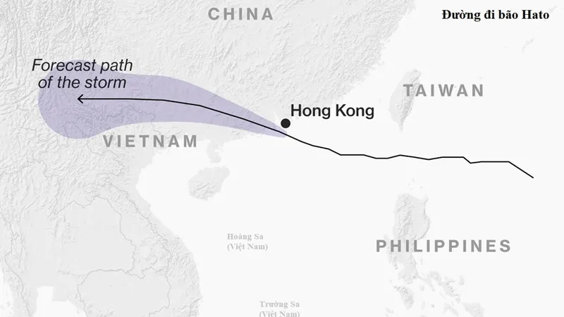 Bão Hato tức cơn bão số 6 suy yếu thành ATNT ảnh hưởng tới Việt Nam. Ảnh: BLOOMBERG