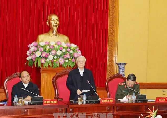 Tổng Bí thư Nguyễn Phú Trọng phát biểu tại phiên họp. Ảnh: TTXVN
