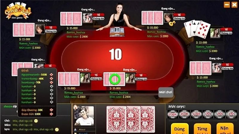Một phiên đặt cược trong game đánh bài