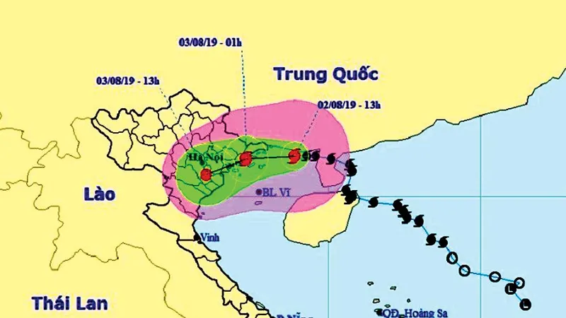 Bản đồ đường đi của bão số 3