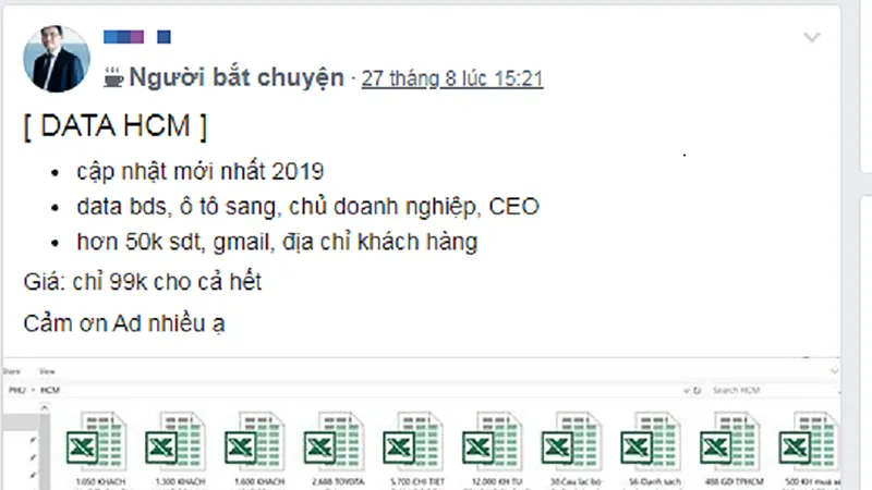 Thông tin cá nhân của nhiều người bị rao bán như một món hàng